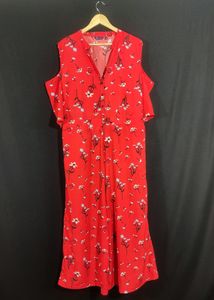 Red Printed Jumpsuit (Women)