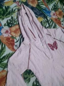 Pink Hoodie with Butterfly Embellishment