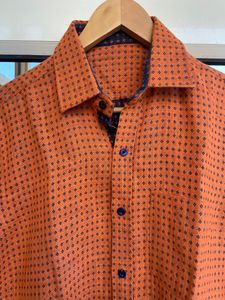 Orange Colour Stitched Shirt For Men