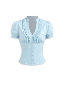 Chic Ruffled V-Neck Blouse/shirt