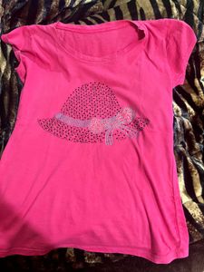 SALE🎀Pink T-Shirt with Rhinestone Design