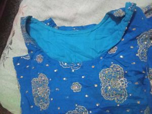 Vibrant Blue Printed Kurta Set with Dupatta