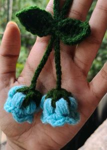 Crocheted river of valley flowers