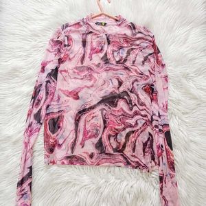 Tokyo Talkies | Pink Marble Mesh Top🌸