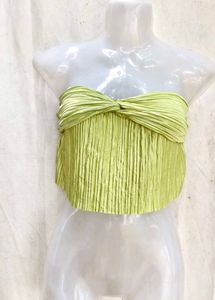 Lime Green Pleated Strapless Top