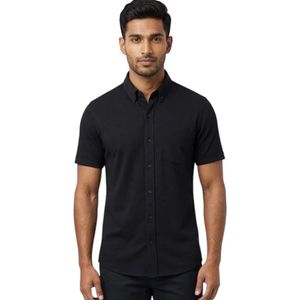 Men's Black Short Sleeve Button-Up Shirt