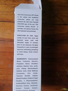 Aloe Vera Sunscreen Gel SPF 50+ .quick - absorb an