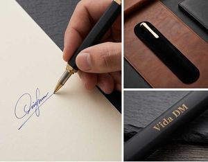 Elegant Black and Gold Pen with Velvet Sleeve