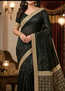 Black Georgette Saree with Gold Embellishments