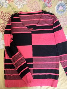 Pink &amp; Black Striped Sweater