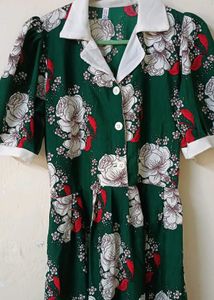 Green Floral Midi Dress