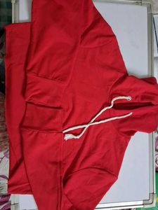 Red Hoodie cropped Sweatshirt