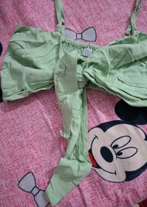 Light Green Tie-Front Crop Top