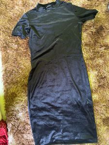 Zara Black Satin High Neck Top