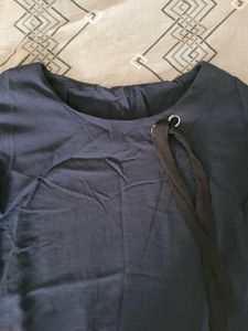 Navy Blue Bell Sleeve Top