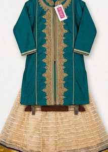 Elegant Teal Lehenga Choli with Gold Embroidery