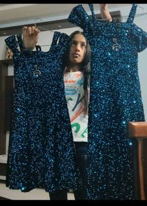 Sparkly Blue Cold Shoulder Dress