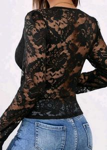 Elegant Black Lace V-Neck Top