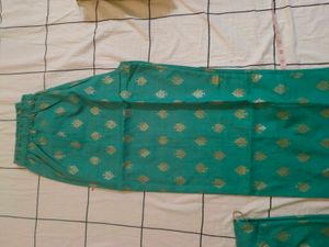 Green Kurta with Gold Print