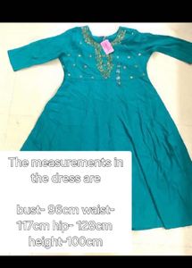 Teal Anarkali Kurta with Gold Embroidery