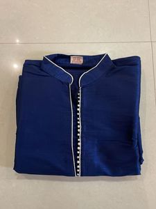 Men’s Royal Blue Silk Kurta