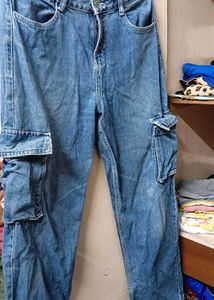 Blue Denim Cargo Pants