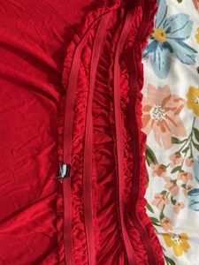 Off-Shoulder Smocked Red Top