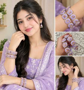 Chic Purple Beaded Bangles