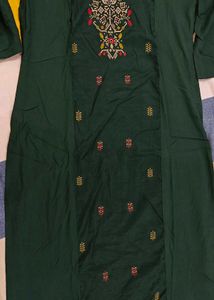 Embroidered Green Kurta