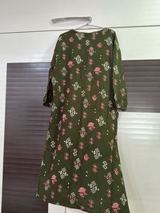 Elegant Green Floral Kurta and pink pants set