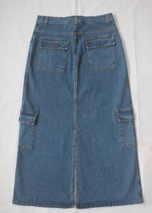 Denim Utility Maxi Skirt