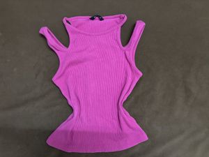 Pink Ribbed Cut-Out Tank Top