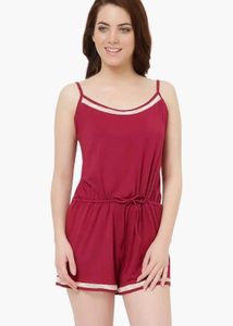 Comfy Maroon Lace Trim playsuit