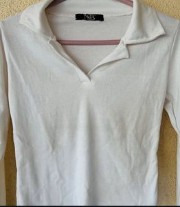 White Long Sleeve Crop Top