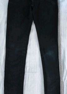 Girls Black Jeans with White Stripe