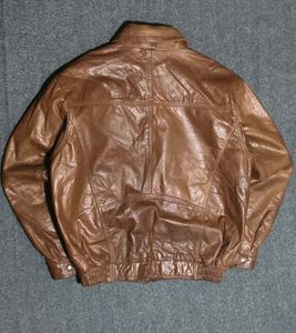 Vintage Brown Leather Bomber Jacket