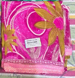 Pink Floral Saree with Blouse
