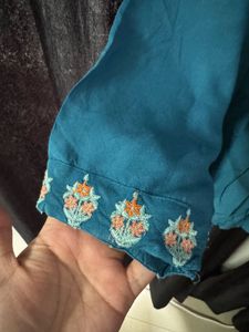 Embroidered Teal Kurta Top
