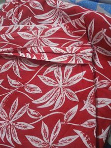 Vibrant Red Floral Dress Material