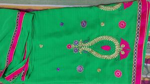 Embroidered Green Saree