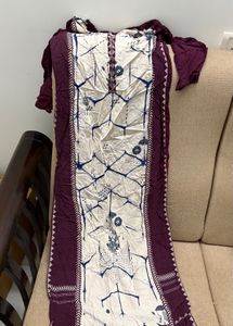Maroon & White Printed Kurta