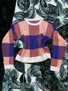 Colorful Plaid Knit Sweater