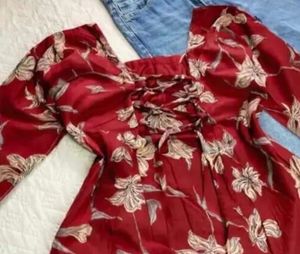 Chic Floral Print Bell Sleeve Top