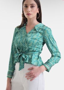 Stylish Printed Wrap Blouse
