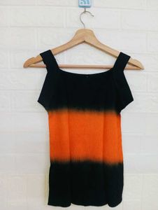 Orange &amp; Black Embellished Tank Top