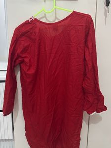 Vibrant Red Embroidered Kurta