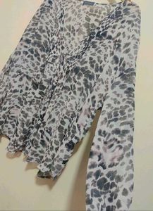 Multi Leopard Print Sheer Top For 46 Bust