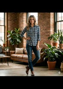 Stylish Blue Plaid Button-Up Shirt