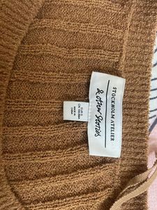 Brown Ribbed Knit Sweater