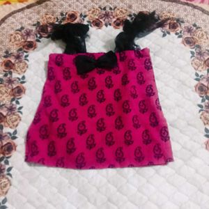 Cute Pink &amp; Black Print Top &amp; Pants Set